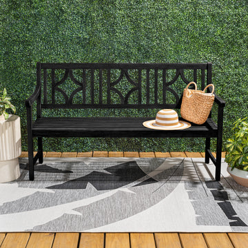 Sloane Ogee Diamond-Back 600-Lbs Support Acacia Wood Outdoor Garden Patio Bench - JONATHAN Y